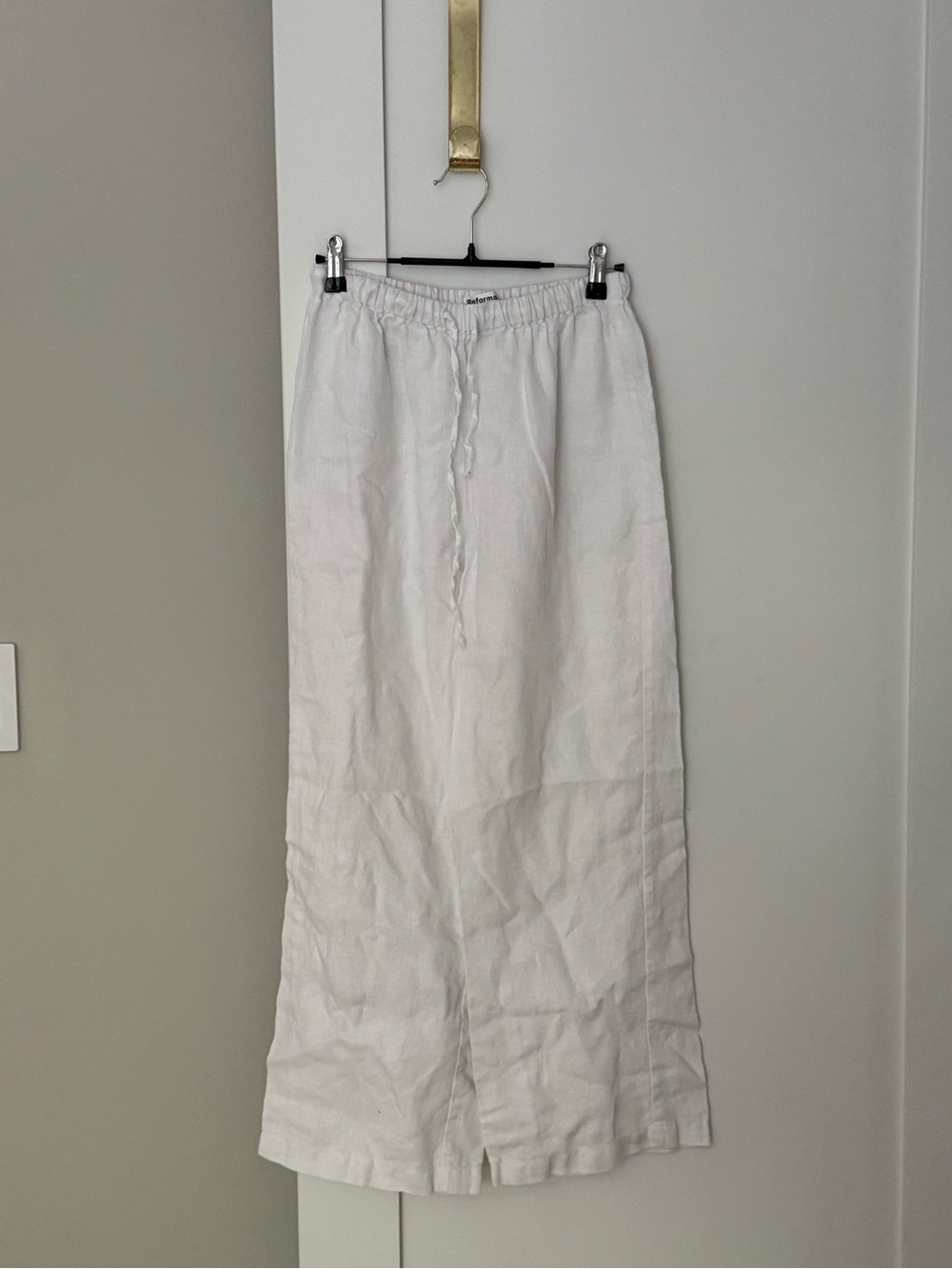 Reformation White Linen Pants with Drawstring Waist